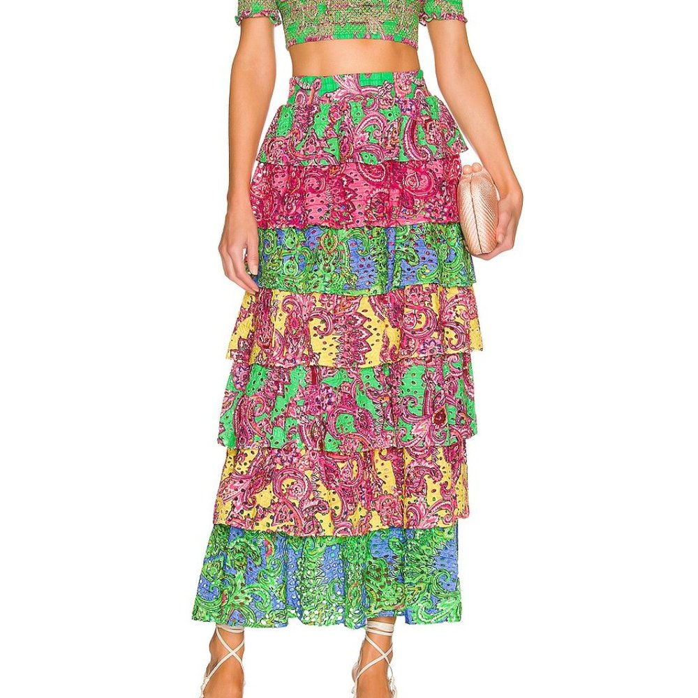 Alice + Olivia Jia Tiered Ruffle Skirt Size 6